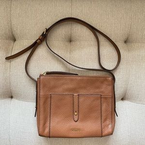 Brown leather fossil crossbody